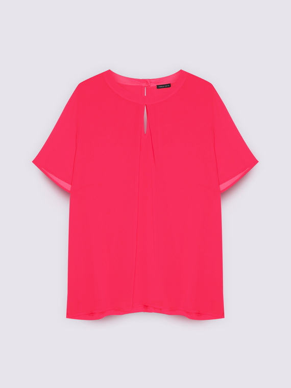 Zweistoff-T-Shirt mit Tropfenausschnitt