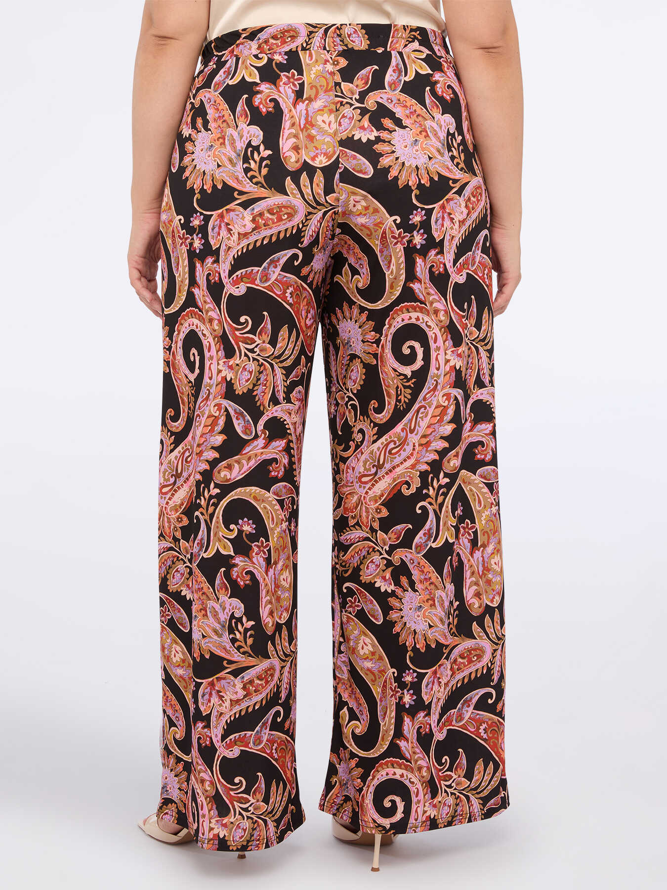 Pantaloni wide leg in jersey con stampa paisley image number 1