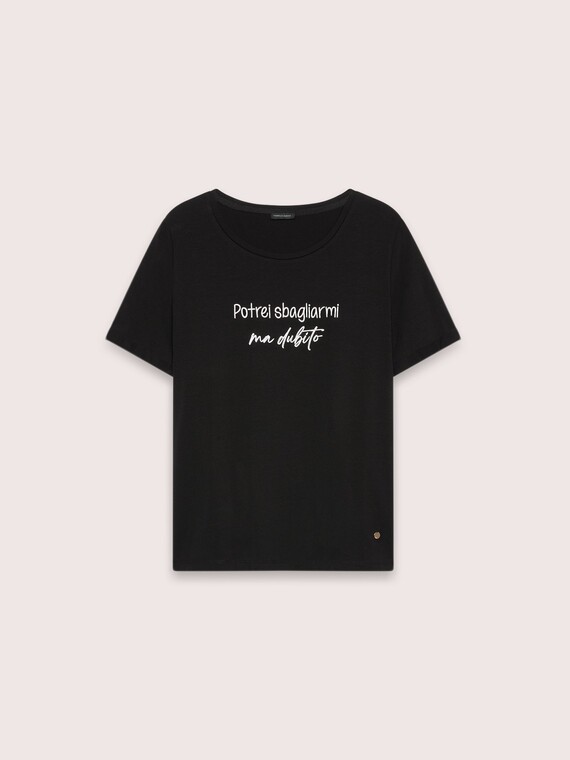 Cotton t-shirt with ironic slogan
