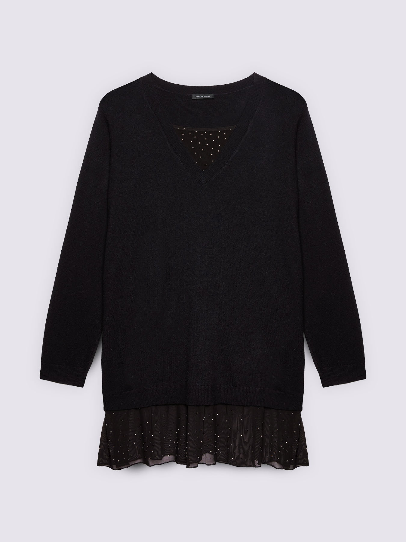 Sweater with tulle and rhinestone details image number 4