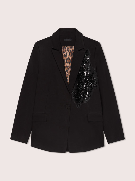 Blazer aus Ponte-Milano-Stoff mit Pailletten