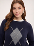 Strickpullover mit Argyle-Muster und Applikationen image number 3
