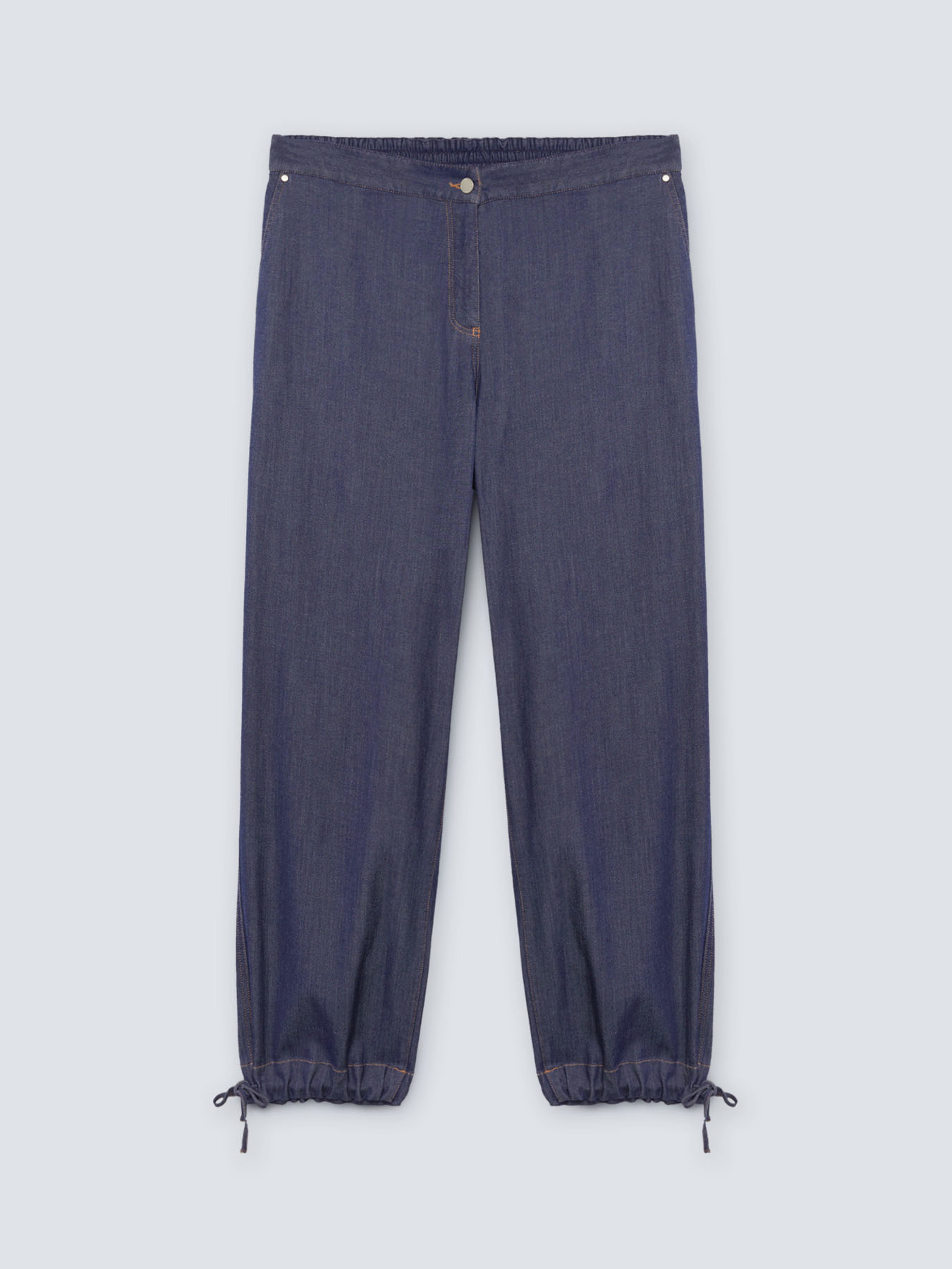 Wide flowing jeans with drawstring on the hem image number 4