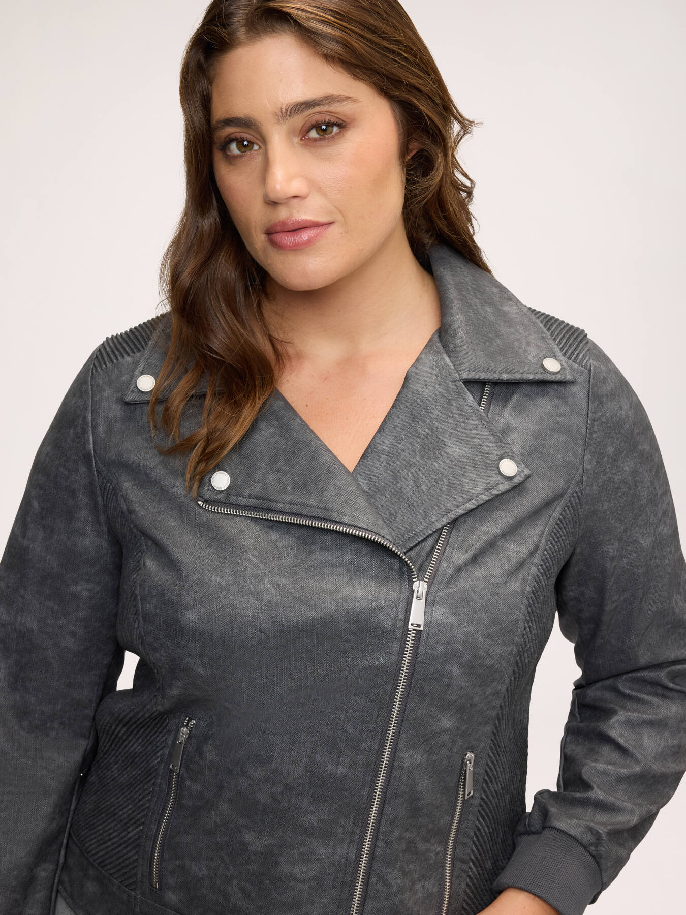 Veste biker avec poignets en tricot extensible image number 3
