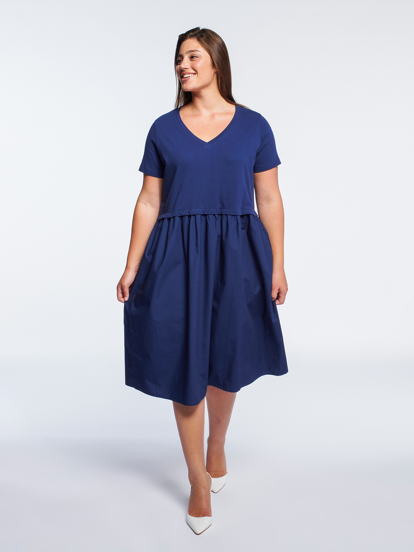 Vestito casual in due tessuti image number 0