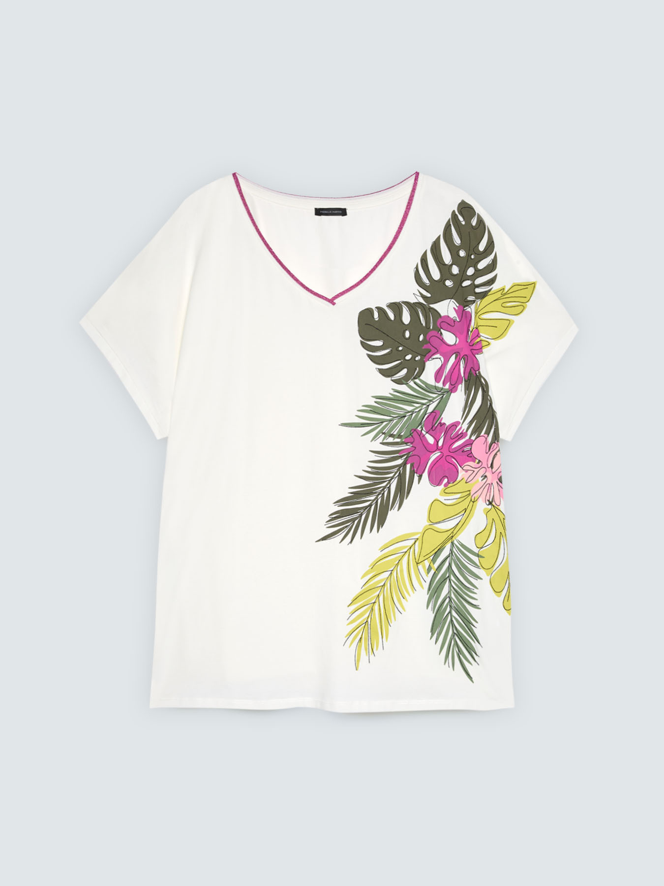T-shirt in cotone con stampa tropicale image number 4