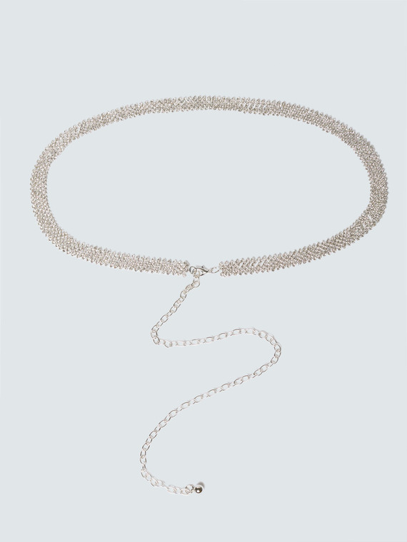 Chain belt with crystal embellishments