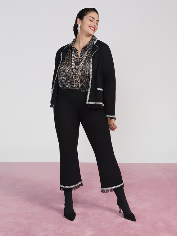 Pantalones Flare de punto con flecos