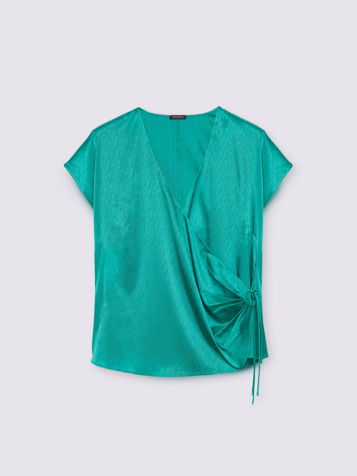 Satin blouse with crossover neckline image number 4