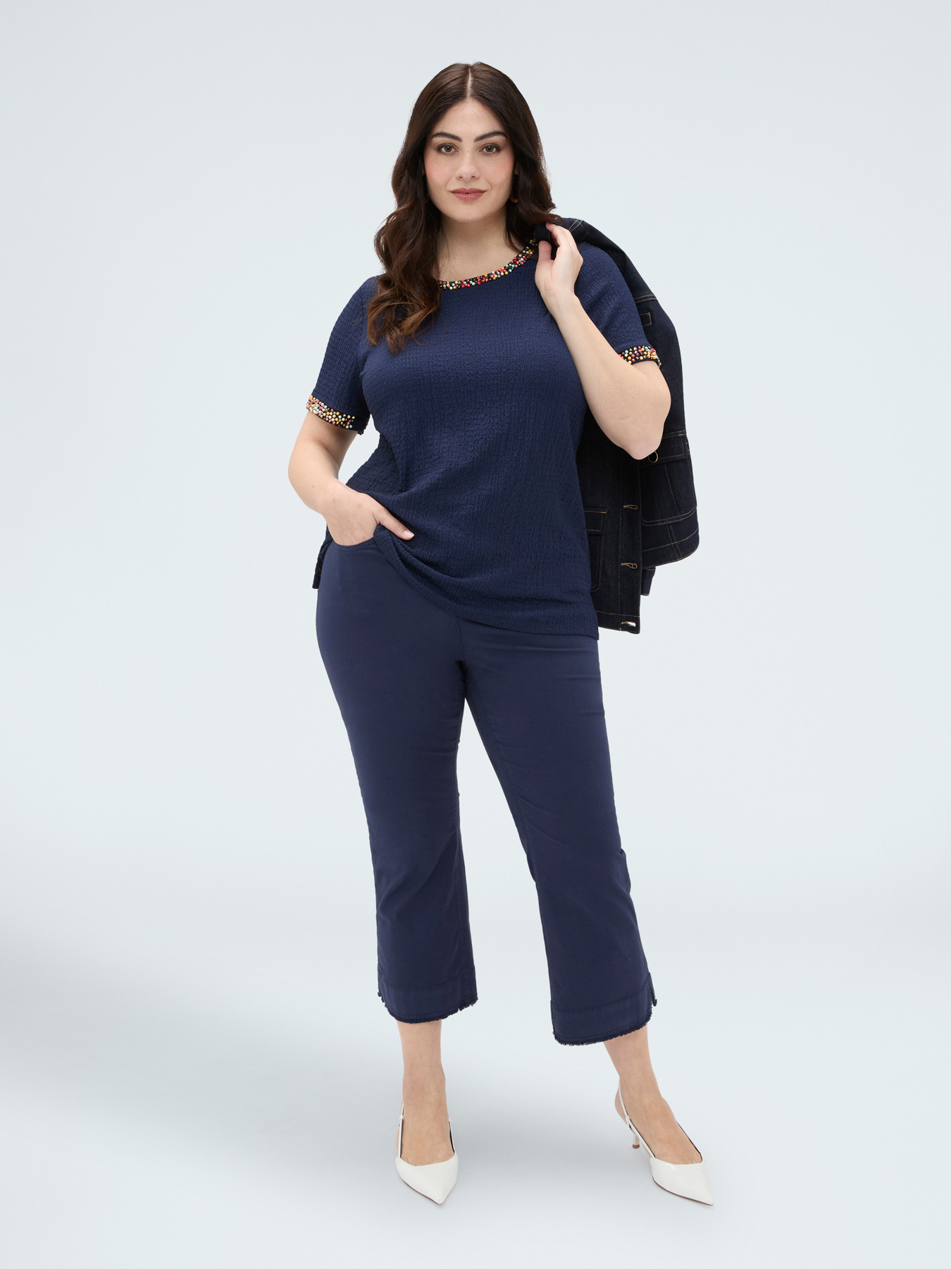 Pantalon Kick Flare en coton l&eacute;ger image number 2