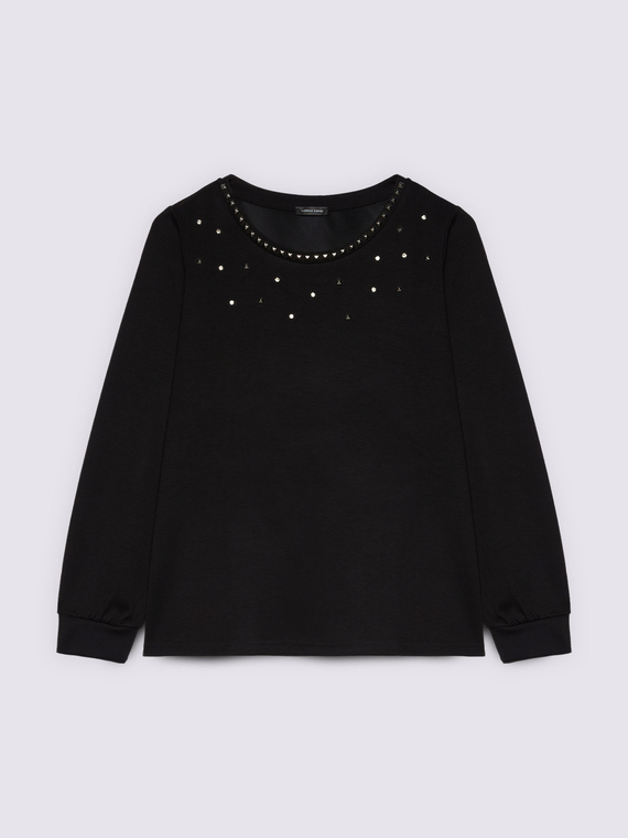 Sudadera en scuba con tachuelas