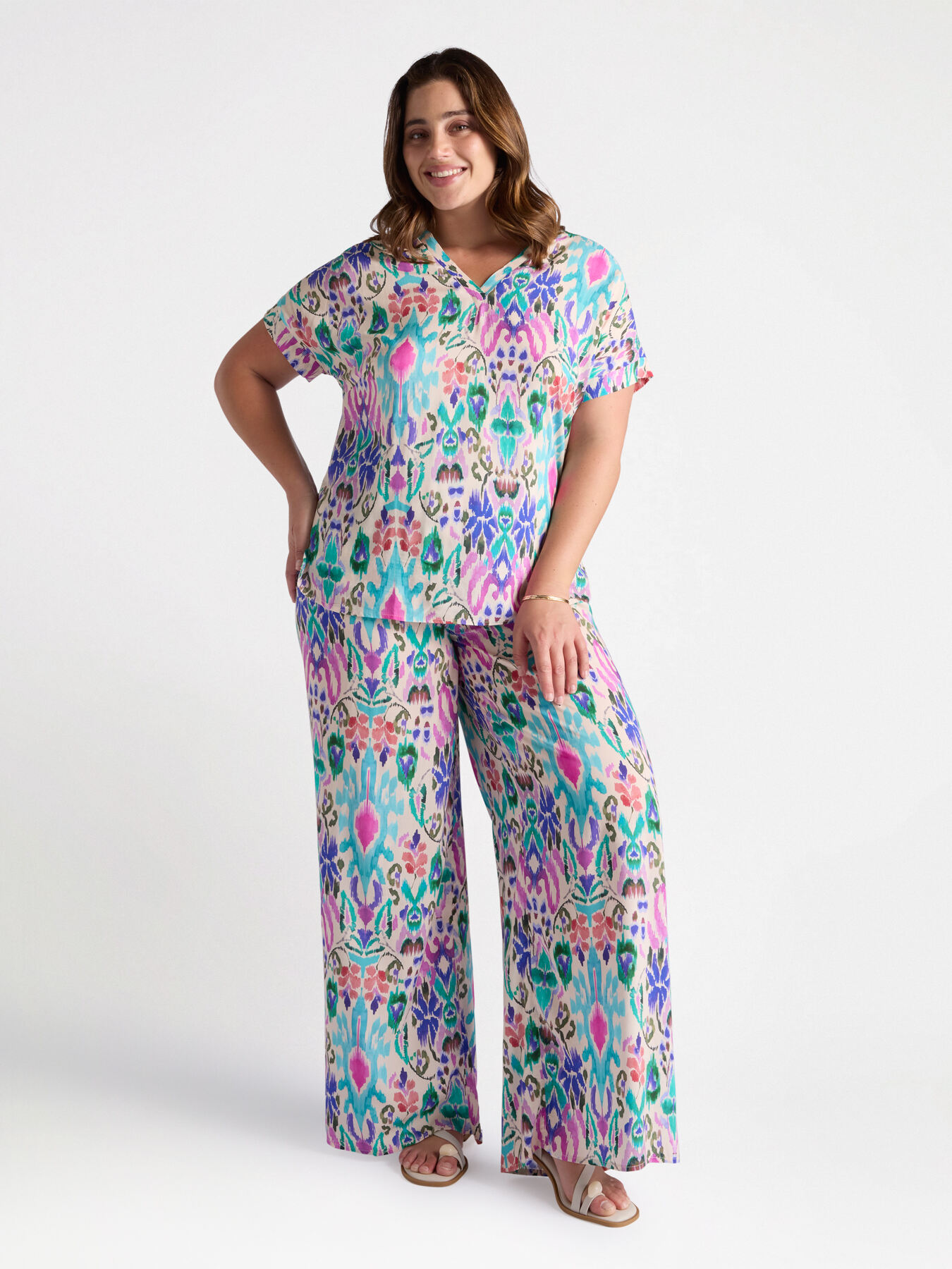 Printed palazzo trousers image number 2