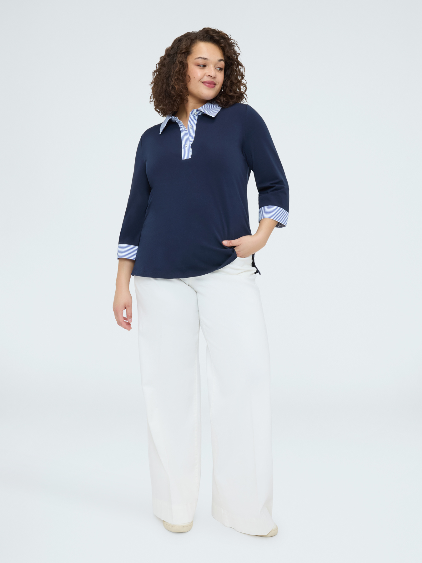 Two-tone polo neck t-shirt image number 2