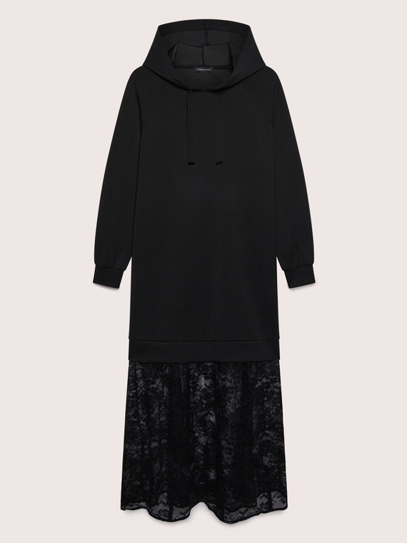 Sweatshirt dress with lace skirt