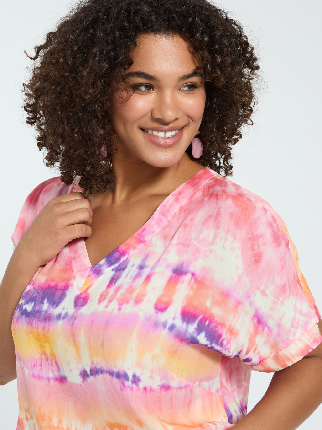 Tie-dye viscose blouse image number 2