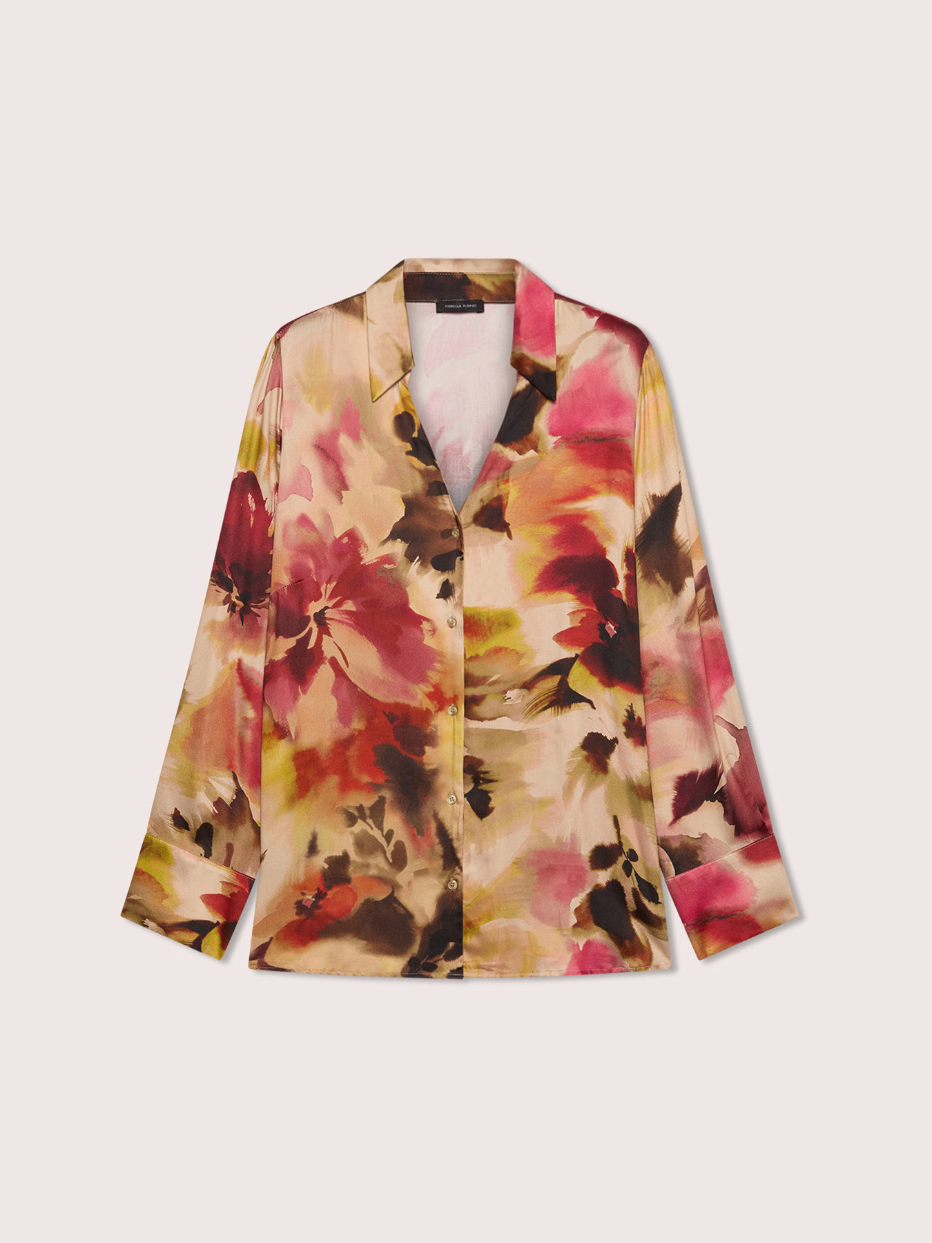 Satin shirt with floral print image number 5