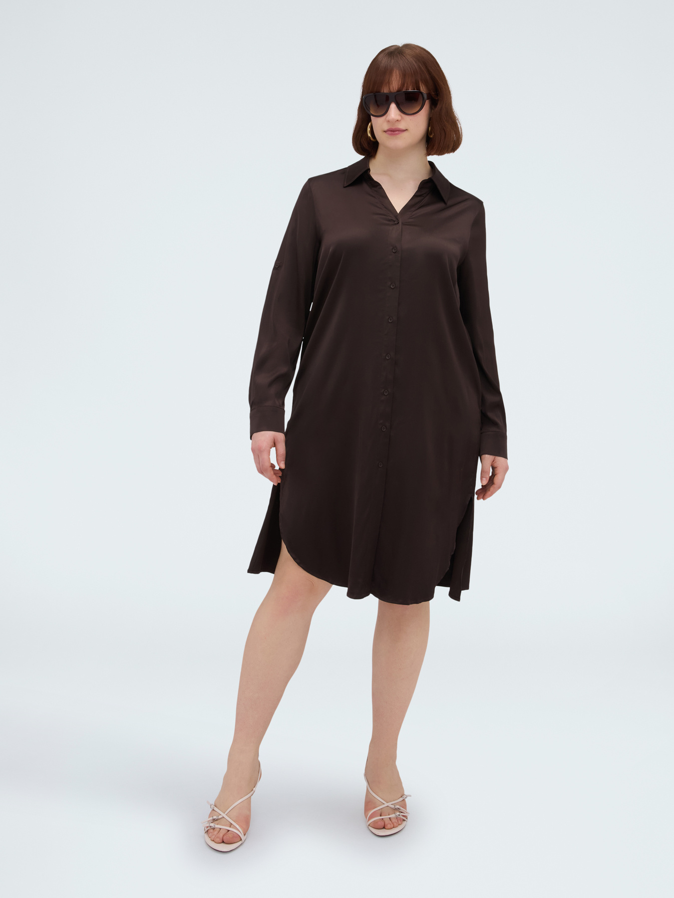 Power shirtdress in viscose satin image number 0