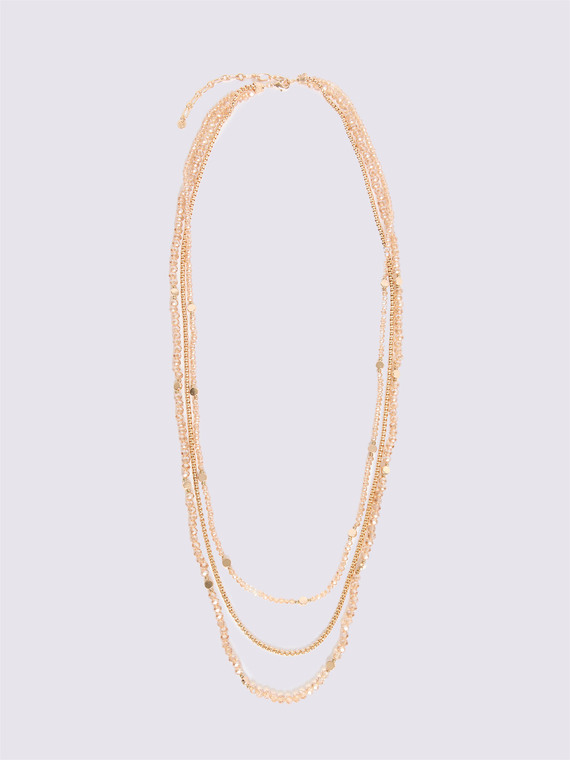 Collier multi-rangs avec perles et cha&icirc;ne
