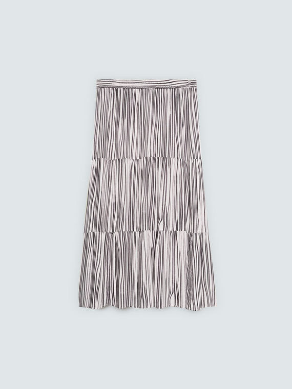 Long striped muslin skirt with ruffle