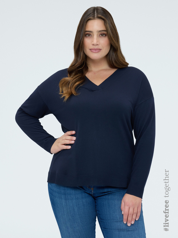 Maglia scollo a V in misto viscosa