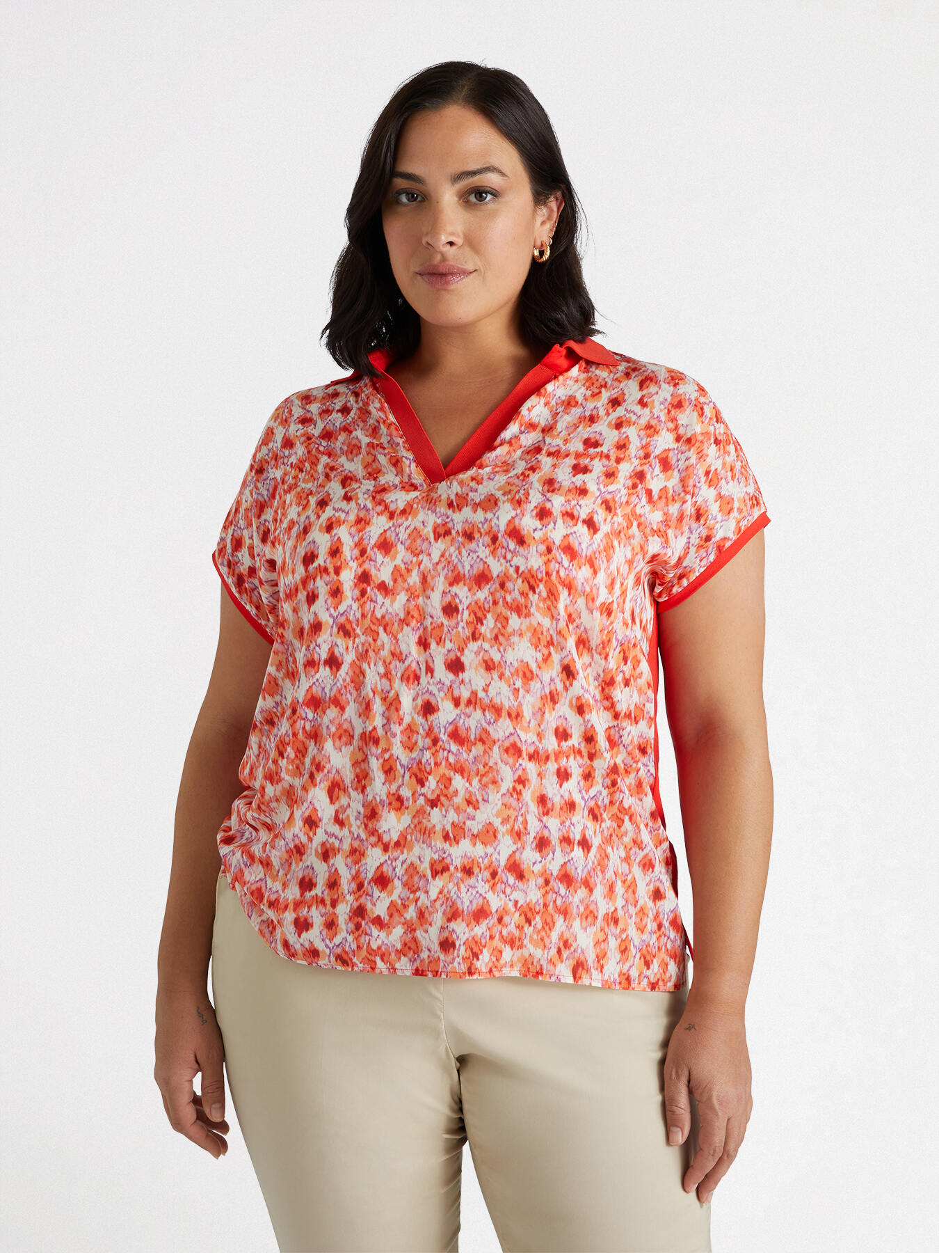 Blusa in due tessuti con stampa a fiori image number 0