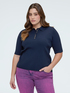 Ribbed knit polo with decorative buttons image number 1