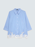 Chemise &agrave; rayures en coton avec d&eacute;tail macram&eacute; image number 5