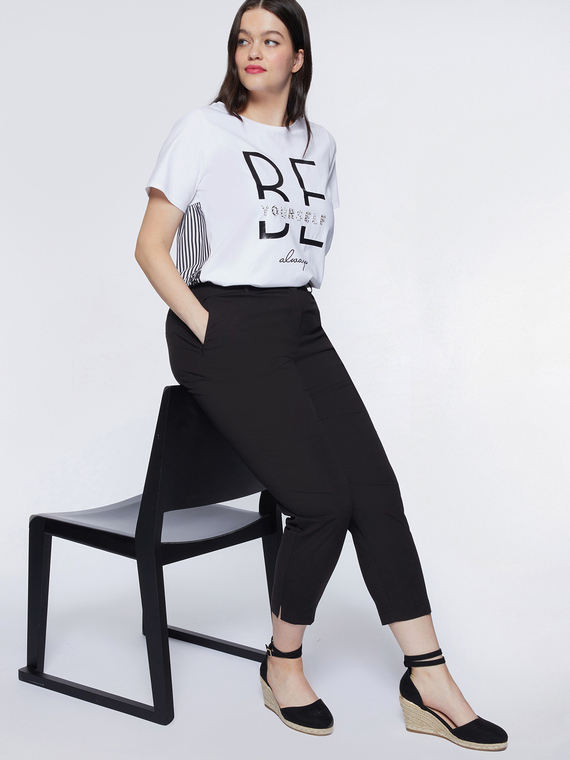 Fiorella Rubino - Pantaloni dritti stretch Donna, Nero Taglia: S (48-50 IT)