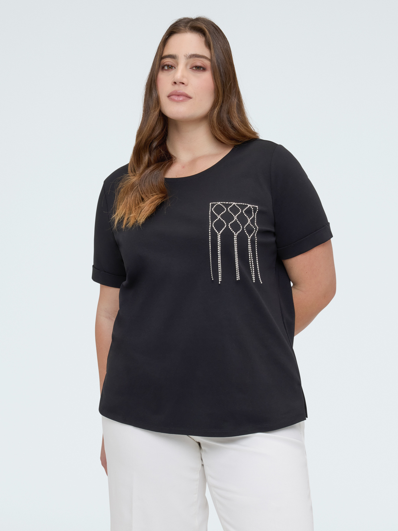 T-shirt en coton avec poche d&eacute;cor&eacute;e image number 3