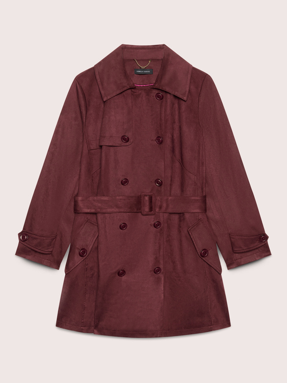 Zweireihiger Trenchcoat aus Soft-Touch-Material