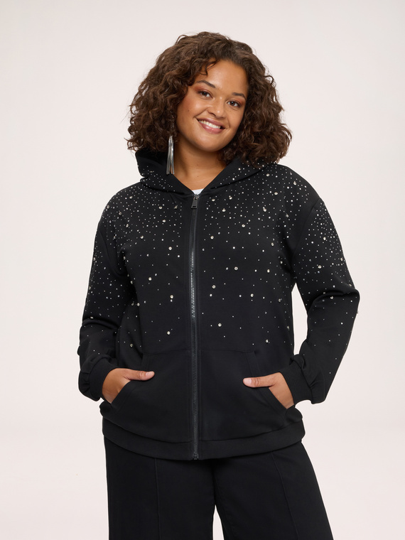 Open sweatshirt with luminous appliqu&eacute;s