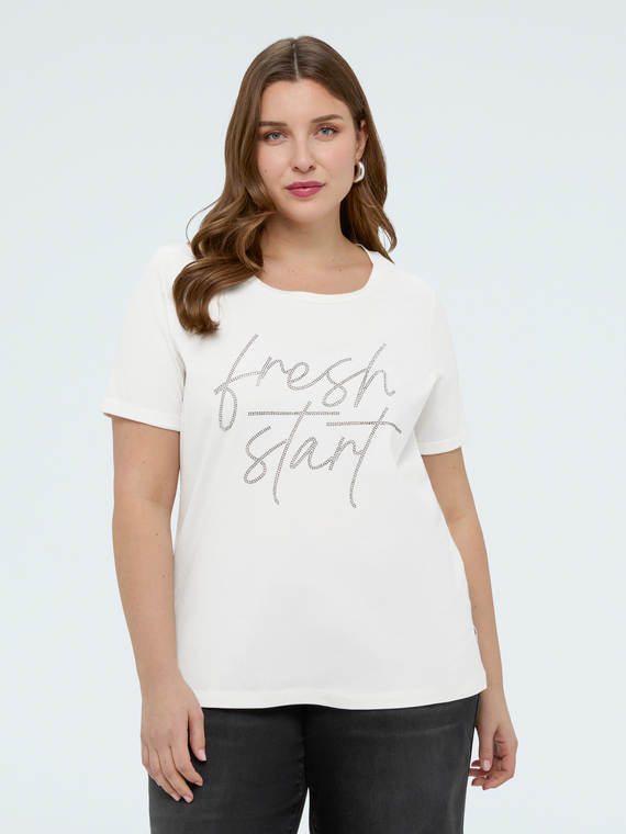 T-shirt avec inscription en strass