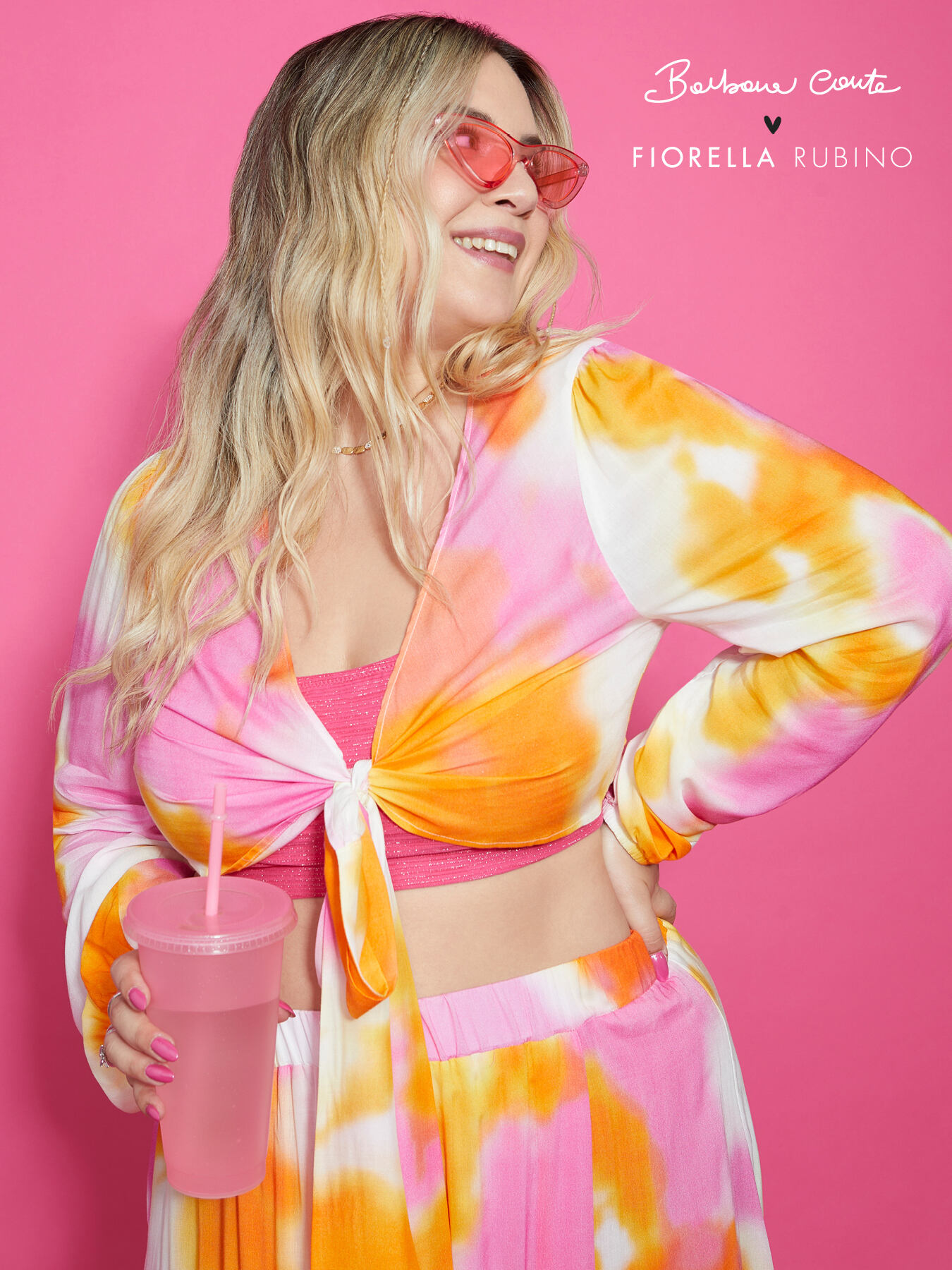 Blusa con nodo stampa tie and dye image number 0