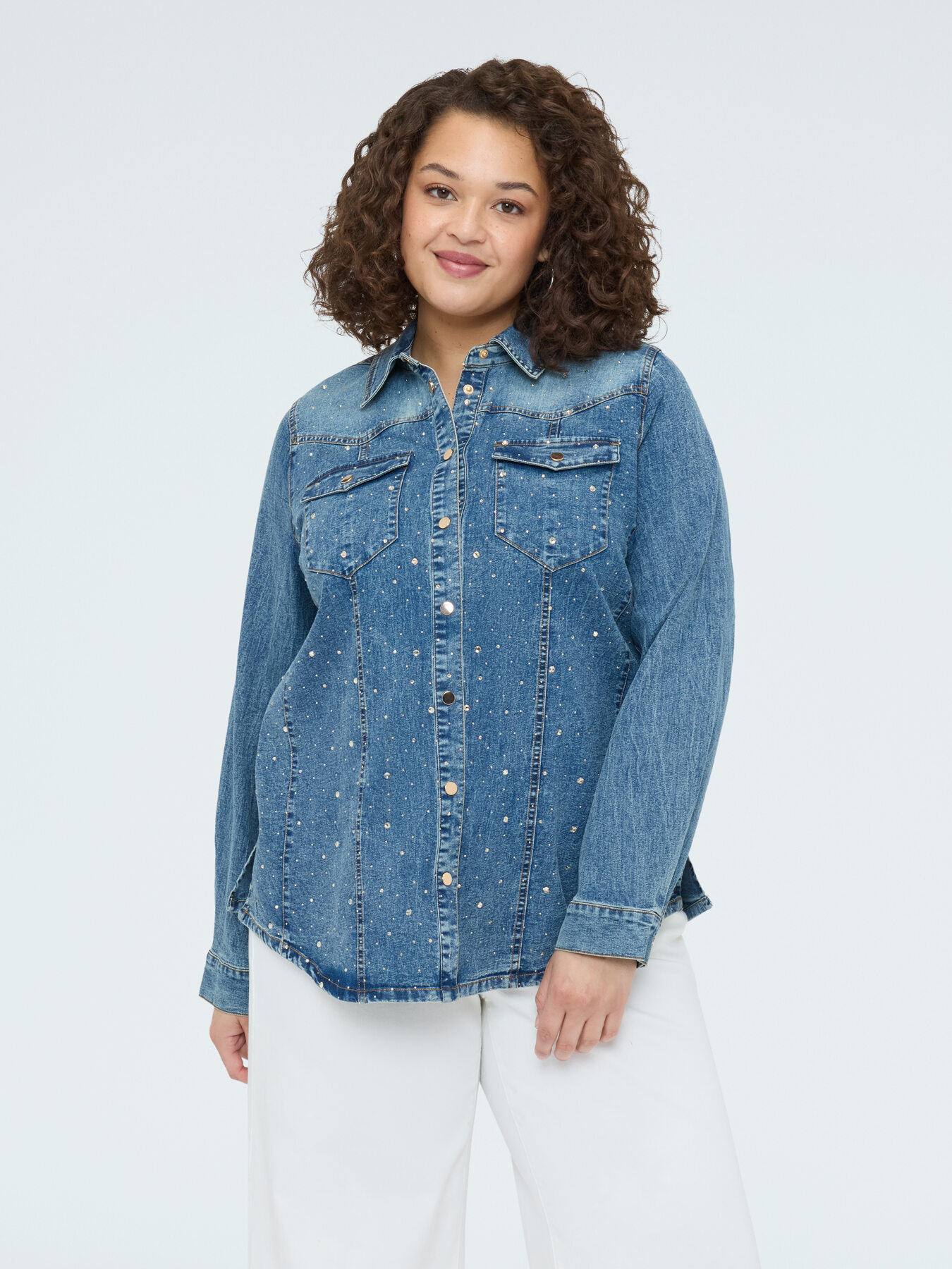 Chemise en denim avec points lumineux image number 0