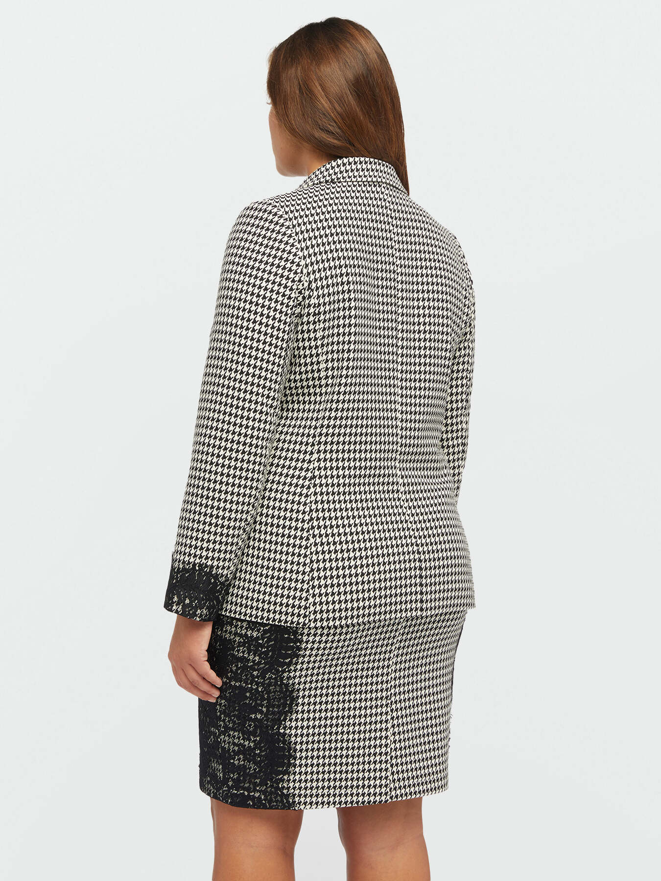 Hahnentritt-Blazer mit Spitze image number 2