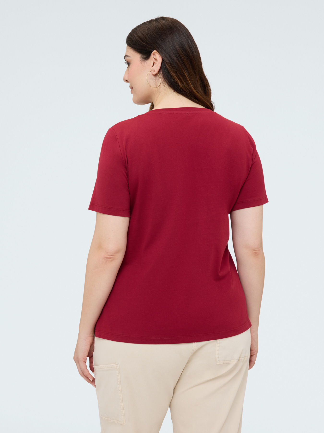 Cotton t-shirt with crochet pocket and sequins image number 3