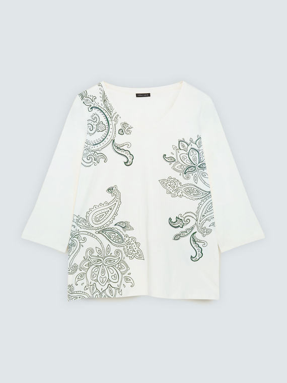 Camiseta de algod&oacute;n con estampado paisley