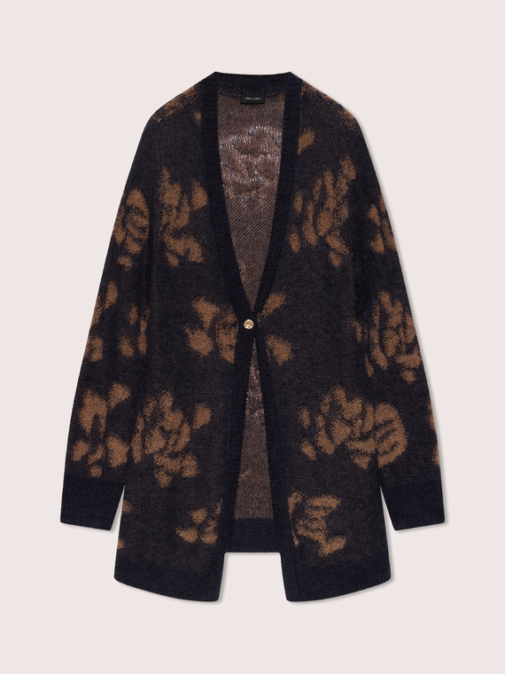 Cardigan misto mohair con stampa