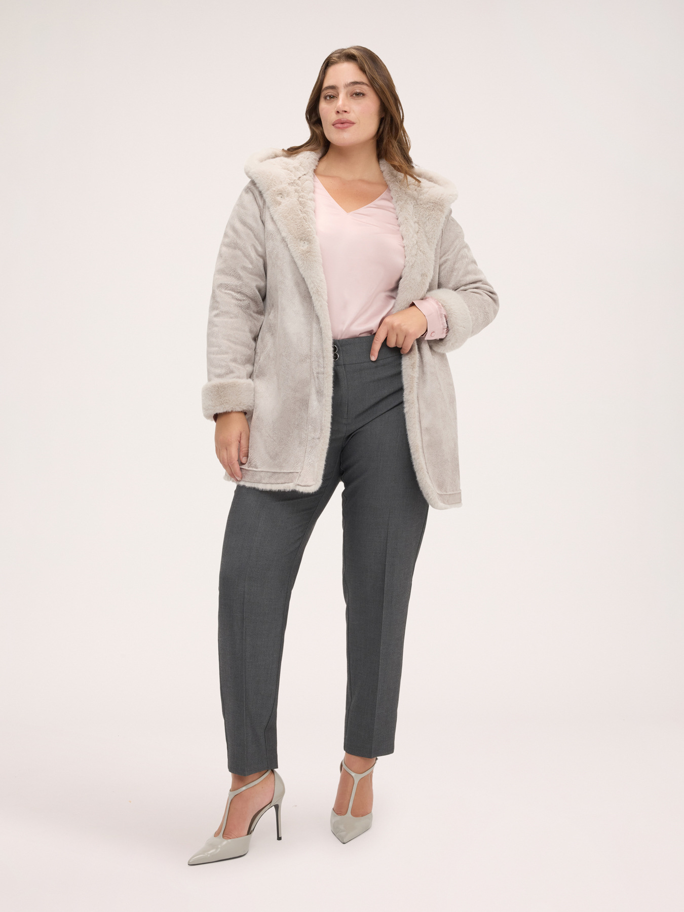 Soft touch reversible plush coat image number 2