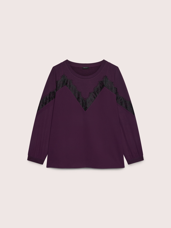 Sweat-shirt avec inserts en dentelle