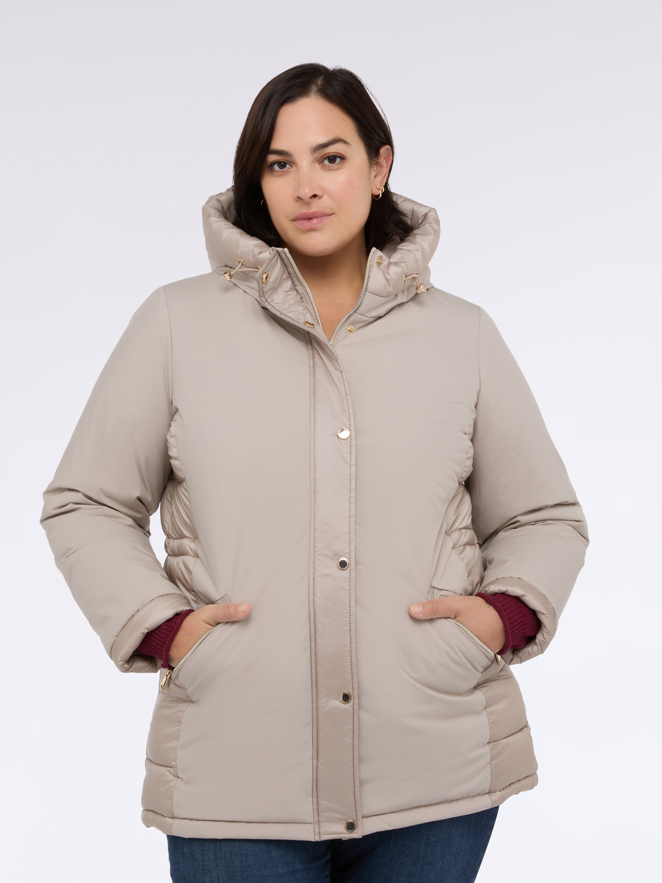 Hybrid hooded down jacket image number 2