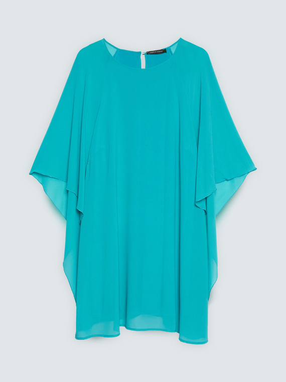 Kleid aus Georgette mit Maxi-Kimono&auml;rmeln
