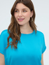 Bi-material t-shirt with round neckline image number 3