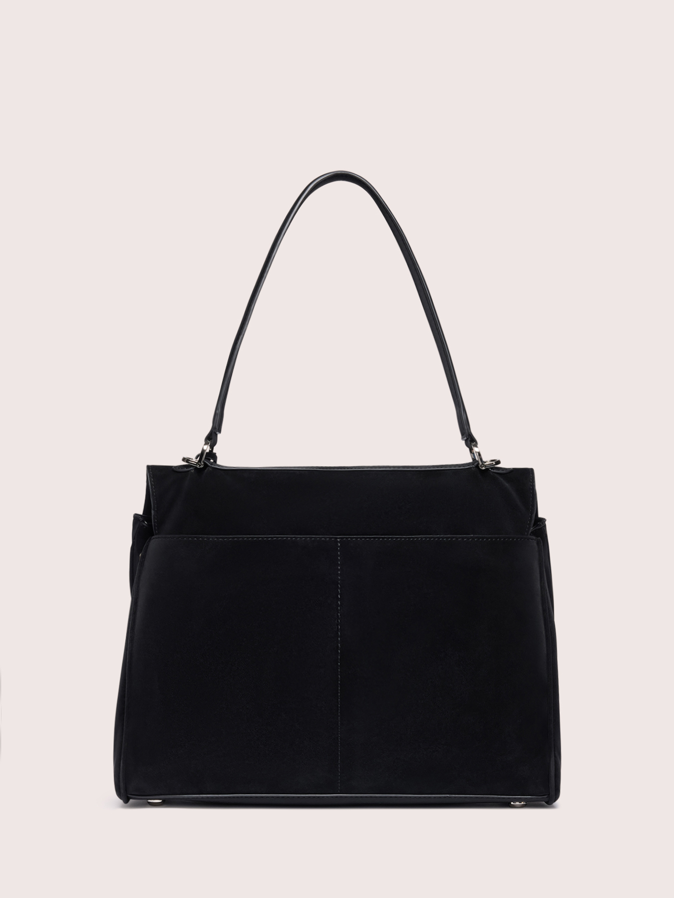 Handbag with front pocket and rigid handle image number 1
