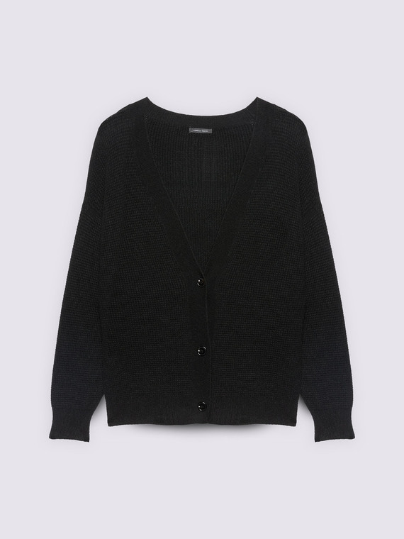 V-neck knit cardigan