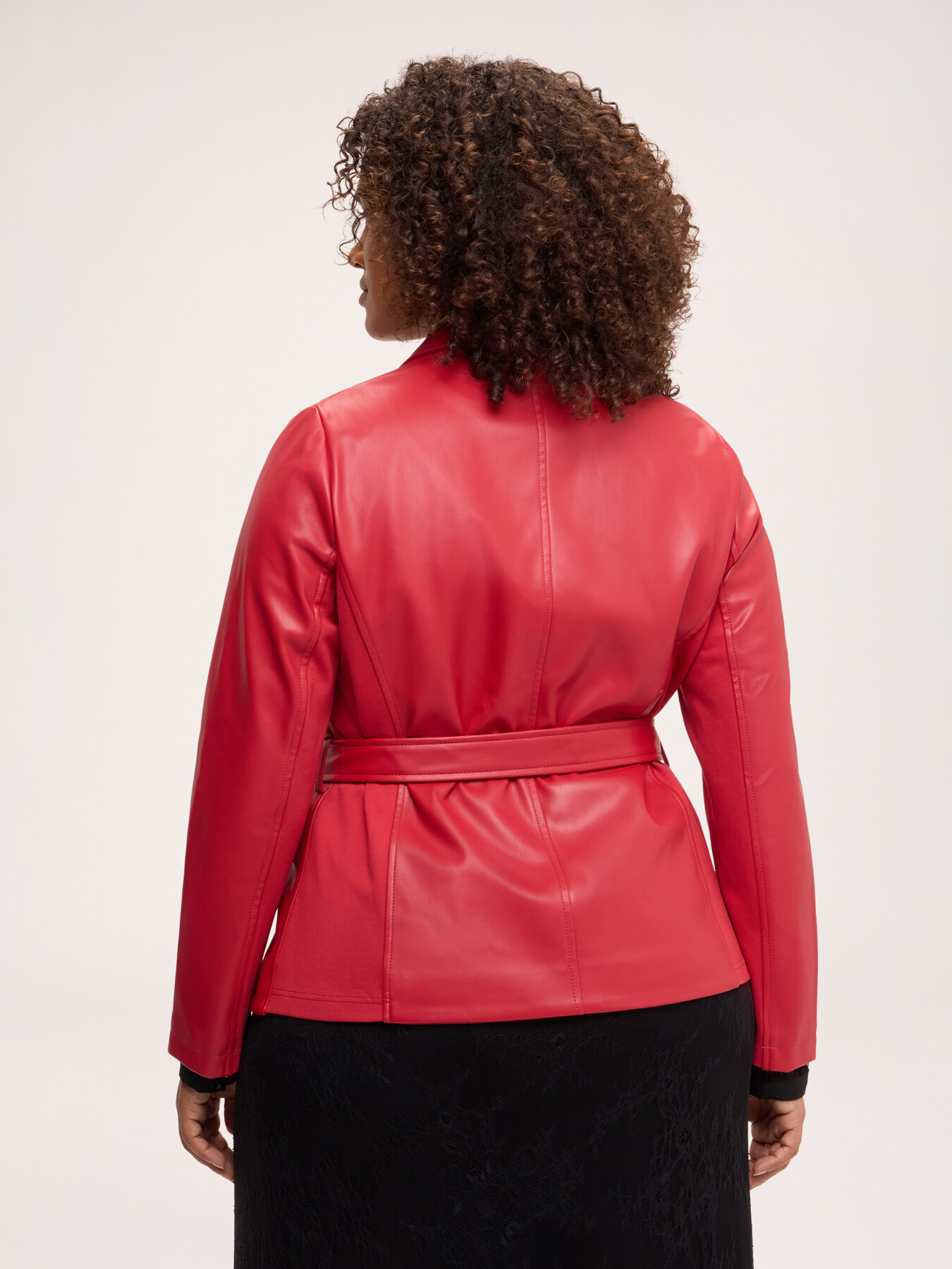 Coated fabric blazer with belt image number 1