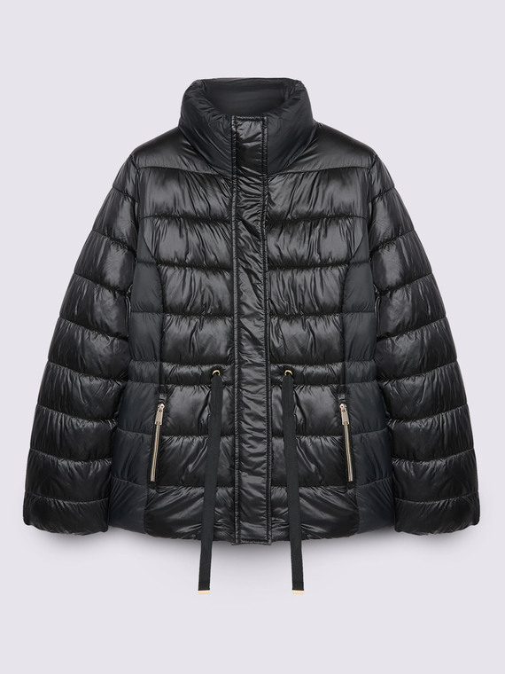 Quilted down jacket with drawstring waist