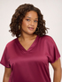 Bi-material T-shirt in viscose satin image number 3