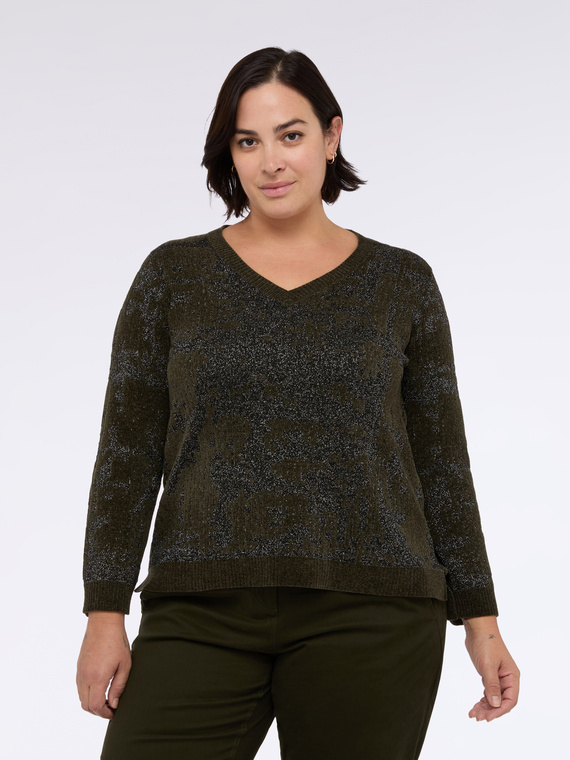 Camouflage knit with laminated effect