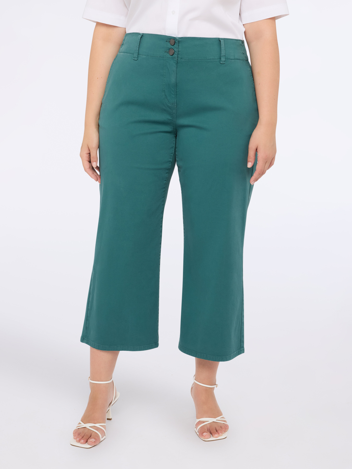 Cropped cotton blend trousers image number 2